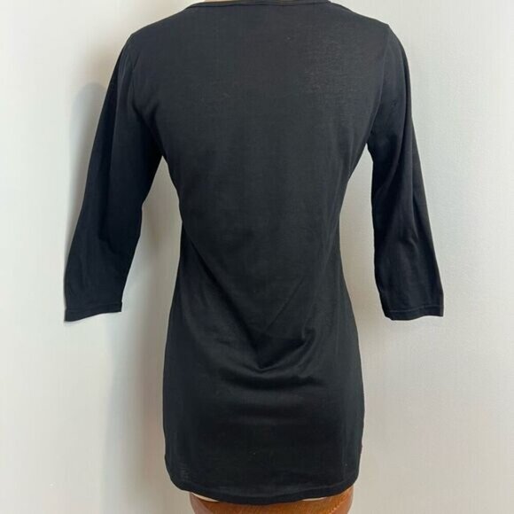 Oze Women’s Medium Psychedelic Bohemian Art to Wear Mini 3/4 Sleeve Dress Black - Picture 6 of 14